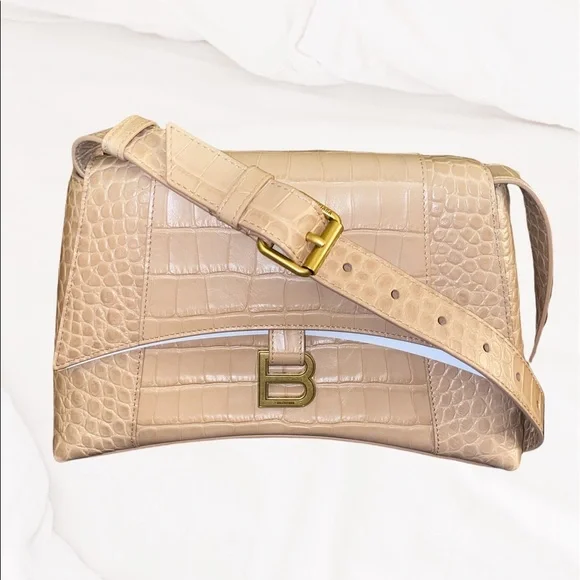 Balenciaga Hourglass  Embossed Croc Shoulder Bag - Picture 12 of 16